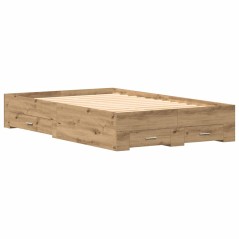 vidaXL Rete Letto con Cassetti Rovere Artigianale 120x200 cm Legno Ingegnerizzato
