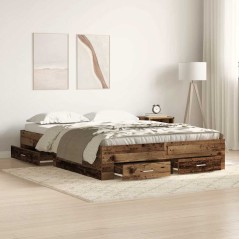 vidaXL Struttura letto con cassetti Legno antico Legno ingegnerizzato
