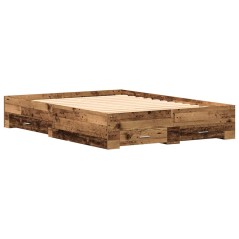 vidaXL Struttura letto con cassetti Legno antico Legno ingegnerizzato