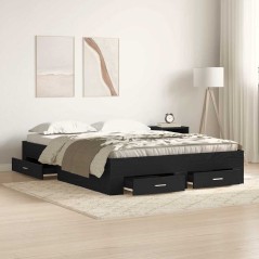 vidaXL Struttura letto con cassetti Rovere nero Legno ingegnerizzato
