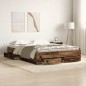 vidaXL Struttura Letto con Cassetti Legno Invecchiato 135x190 cm Legno Ingegnerizzato vidaXL Struttura Letto con Cassetti Legno Invecchiato 135x190 cm Legno Ingegnerizzato