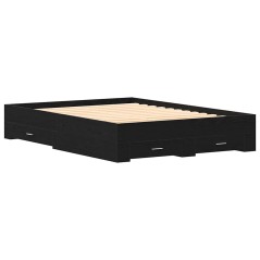 vidaXL Letto con Cassetti Rovere Nero 135x190 cm Legno Ingegnerizzato