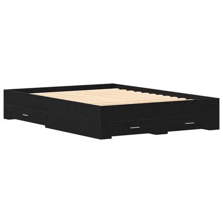 vidaXL Letto con Cassetti Rovere Nero 135x190 cm Legno Ingegnerizzato