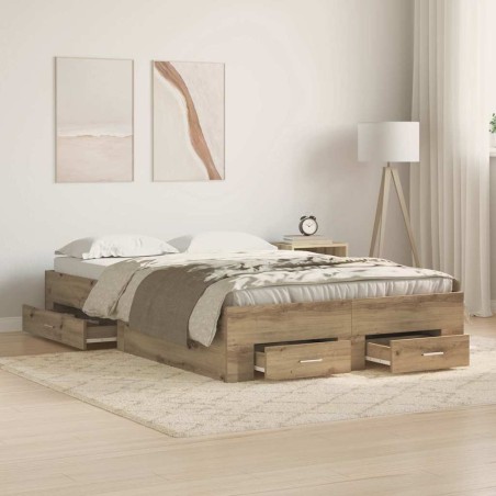 Struttura per Letto vidaXL con Cassetti in Rovere Artigianale 120x190 cm in Legno Ingegnerizzato