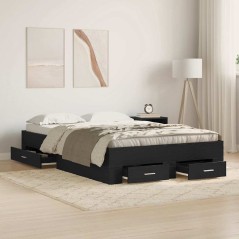 Struttura Letto vidaXL con Cassetti Nero Rovere 120x190 cm Legno Ingegnerizzato