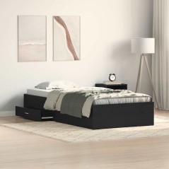 vidaXL Struttura del letto Nero Rovere 100x200 cm Legno ingegnerizzato