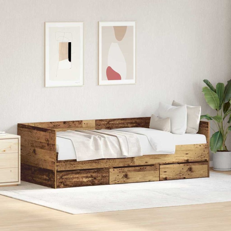 vidaXL Letto a Giorno Rustico Legno Antico Legno ingegnerizzato