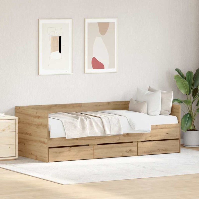 vidaXL Daybed Rovere Artigianale Legno Ingegnerizzato 90 x 190 cm vidaXL Daybed Rovere Artigianale Legno Ingegnerizzato 90 x 190 cm