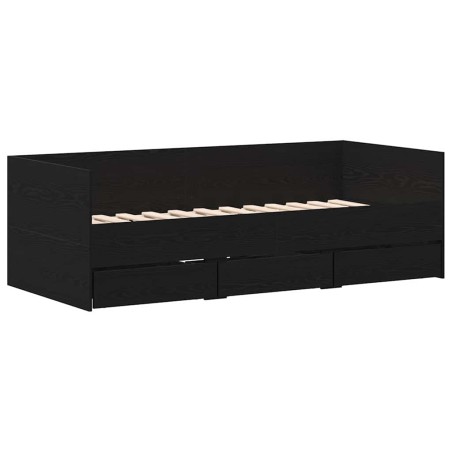 vidaXL Divano letto Rovere nero Legno ingegnerizzato 90 x 190 cm
