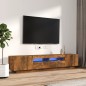 Set Mobili TV 2pz con Luci LED Rovere Fumo in Legno Multistrato Set Mobili TV 2pz con Luci LED Rovere Fumo in Legno Multistrato