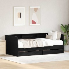 vidaXL Daybed in Rovere Nero con Cassetti Rovere Nero Legno ingegnerizzato