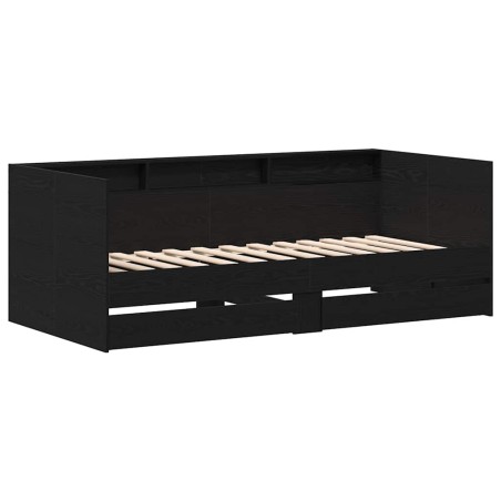 vidaXL Daybed in Rovere Nero con Cassetti Rovere Nero Legno ingegnerizzato