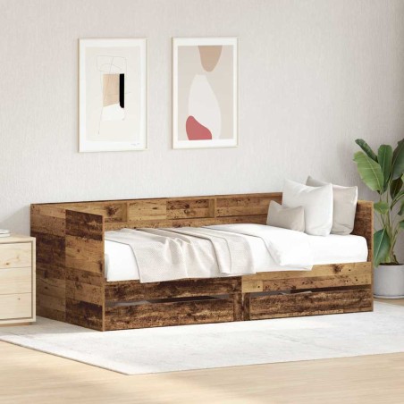 vidaXL Letto Giorno con Cassetti Legno invecchiato Legno ingegnerizzato