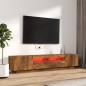 Set Mobili TV 2pz con Luci LED Rovere Fumo in Legno Multistrato Set Mobili TV 2pz con Luci LED Rovere Fumo in Legno Multistrato