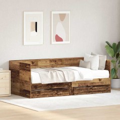 vidaXL Letto a Giorno con Cassetto Legno Vecchio Legno Ingegnerizzato