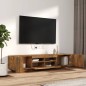 Set Mobili TV 2pz con Luci LED Rovere Fumo in Legno Multistrato Set Mobili TV 2pz con Luci LED Rovere Fumo in Legno Multistrato