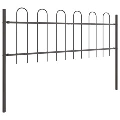 vidaXL Recinzione da Giardino con Parte Superiori a Cerchio Grigia, 3,4 x 0,6 m, in Acciaio