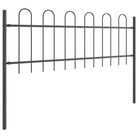 vidaXL Recinzione da Giardino con Parte Superiori a Cerchio Grigia, 3,4 x 0,6 m, in Acciaio