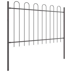 vidaXL Recinzione da Giardino con Parte Superiore a Forma di Arco Grigio - 3,4x1 m in Acciaio