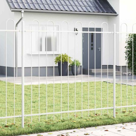 vidaXL Recinzione da giardino con cima ad arco bianca 3,4x1,5 m in acciaio