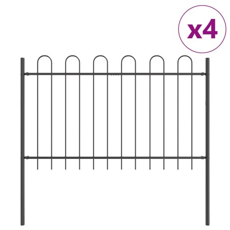 vidaXL Recinzione da Giardino con Parte Superiore a Cappio Grigia, 6,8x0,8 m in Acciaio