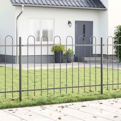 vidaXL Recinzione da Giardino con Parte Superiore ad Arco Grigia 6.8x1 m in Acciaio