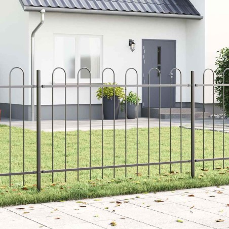 vidaXL Recinzione da Giardino con Parte Superiore ad Arco Grigia 6.8x1 m in Acciaio
