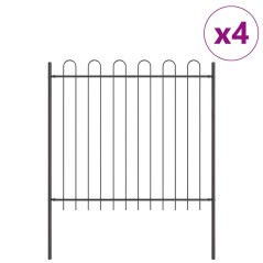 vidaXL Cancello da giardino con parte superiore rotonda grigia - 6,8 x 1,5 m in acciaio
