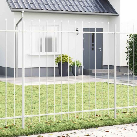 vidaXL Recinzione da Giardino Bianca con Punta a Lancia, 8.5 x 1.5 m, in Acciaio