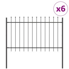 vidaXL Recinzione da Giardino con Punta a Lancia Grigia 10.2x1.2 m in Acciaio