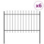 vidaXL Recinzione da Giardino con Punta a Lancia Grigia 10.2x1.2 m in Acciaio vidaXL Recinzione da Giardino con Punta a Lancia Grigia 10.2x1.2 m in Acciaio