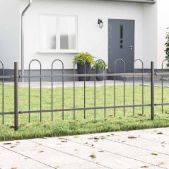 vidaXL Recinzione vitaXL per giardino con parte superiore ad arco, grigia 10.2x0.6 m in acciaio