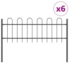 vidaXL Recinzione vitaXL per giardino con parte superiore ad arco, grigia 10.2x0.6 m in acciaio