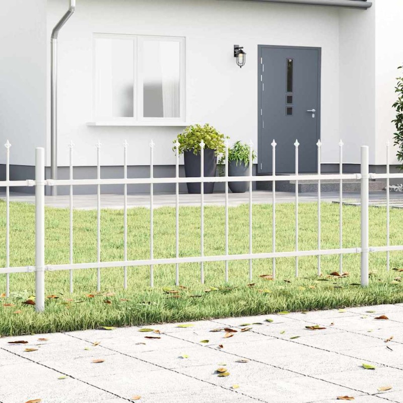 vidaXL Recinzione da Giardino con Punte Bianche - 10.2 x 0.6 m - Acciaio vidaXL Recinzione da Giardino con Punte Bianche - 10.2 x 0.6 m - Acciaio