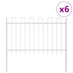 vidaXL Recinzione da Giardino con parte superiore a anello bianca 10.2x0.8 m in acciaio