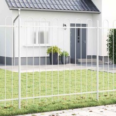 vidaXL Recinzione da Giardino con Parte Superiore Arcuata Bianca 10.2x1.5 m in Acciaio