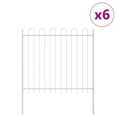 vidaXL Recinzione da Giardino con Parte Superiore Arcuata Bianca 10.2x1.5 m in Acciaio