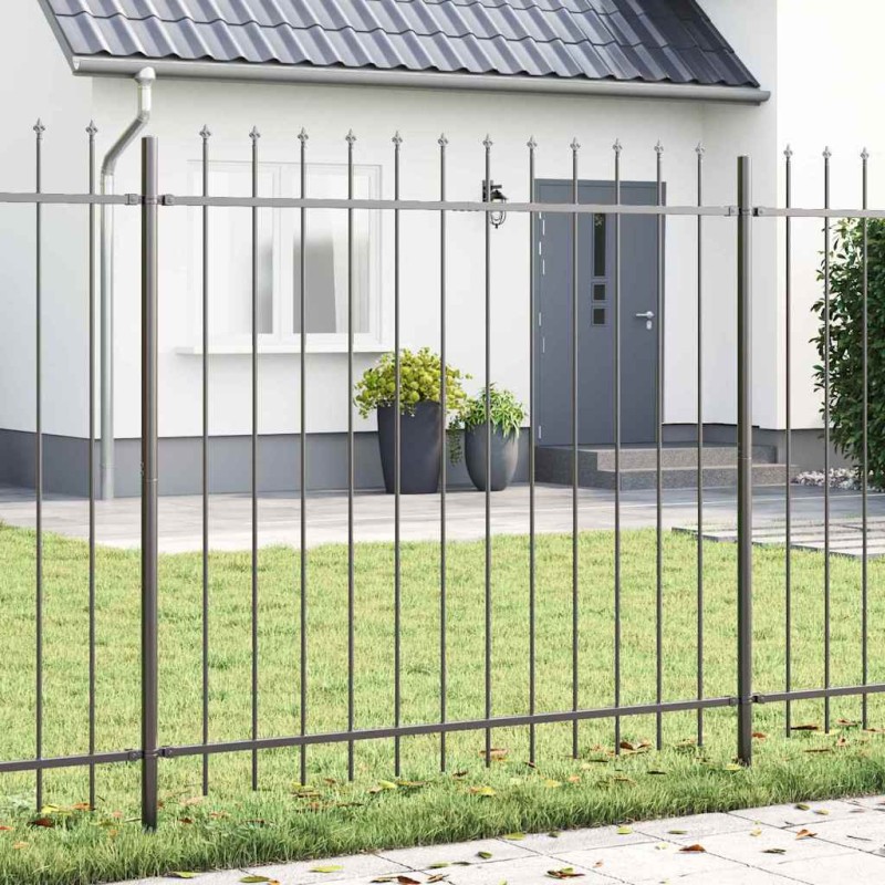 vidaXL Cancello da Giardino con Punta a Lancia Grigio, 11.9 x 1.5 m, in Acciaio