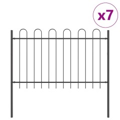 vidaXL Recinzione da Giardino con sommità a capanna, grigia, 11.9x1 m in acciaio