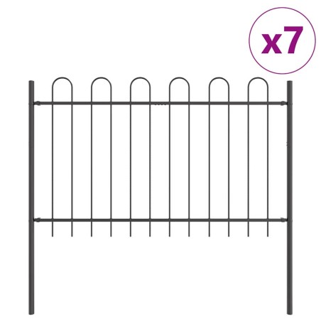 vidaXL Recinzione da Giardino con sommità a capanna, grigia, 11.9x1 m in acciaio