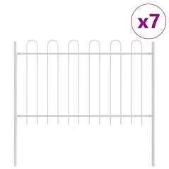 vidaXL Recinzione da Giardino con Parte Superiore a Cerchio Bianca - 11,9x1,2 m in Acciaio