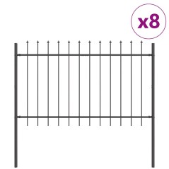 vidaXL Recinzione da giardino con punta a lancia - Grigia - 13.6 x 0.8 m - Acciaio