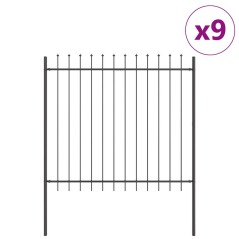 vidaXL Recinzione da Giardino Grigia con Punta a Lancia - 15,3 x 1,5 m - Acciaio