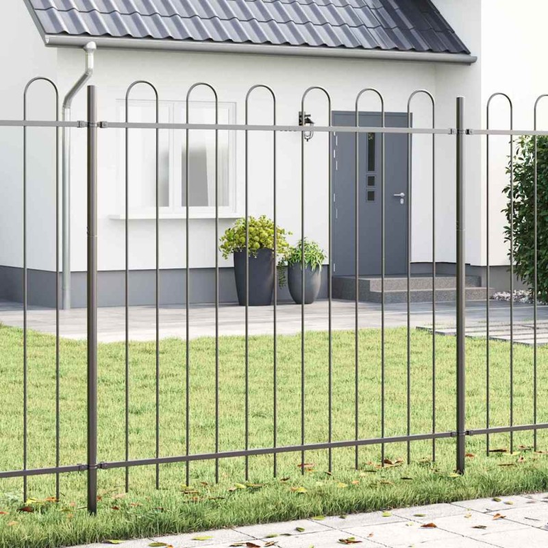 vidaXL Recinzione da giardino grigia con cima ad arco, 15,3 x 1,5 m, in acciaio vidaXL Recinzione da giardino grigia con cima ad arco, 15,3 x 1,5 m, in acciaio