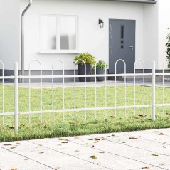 vidaXL Recinzione da Giardino Bianca con Punta Ad Arco - 15,3 x 0,6 m, in Acciaio
