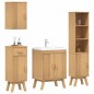 Set di mobili per il bagno in legno massello di pino, 4 pezzi