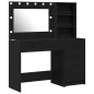 Set da toeletta a 2 pezzi con LED in legno ingegnerizzato nero Set da toeletta a 2 pezzi con LED in legno ingegnerizzato nero