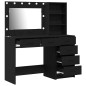 Set da toeletta a 2 pezzi con LED in legno ingegnerizzato nero Set da toeletta a 2 pezzi con LED in legno ingegnerizzato nero