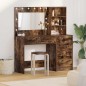 Set da toeletta 2 pezzi con LED in legno ingegnerizzato rovere affumicato Set da toeletta 2 pezzi con LED in legno ingegnerizzato rovere affumicato