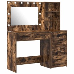 Set da toeletta 2 pezzi con LED in legno ingegnerizzato rovere affumicato